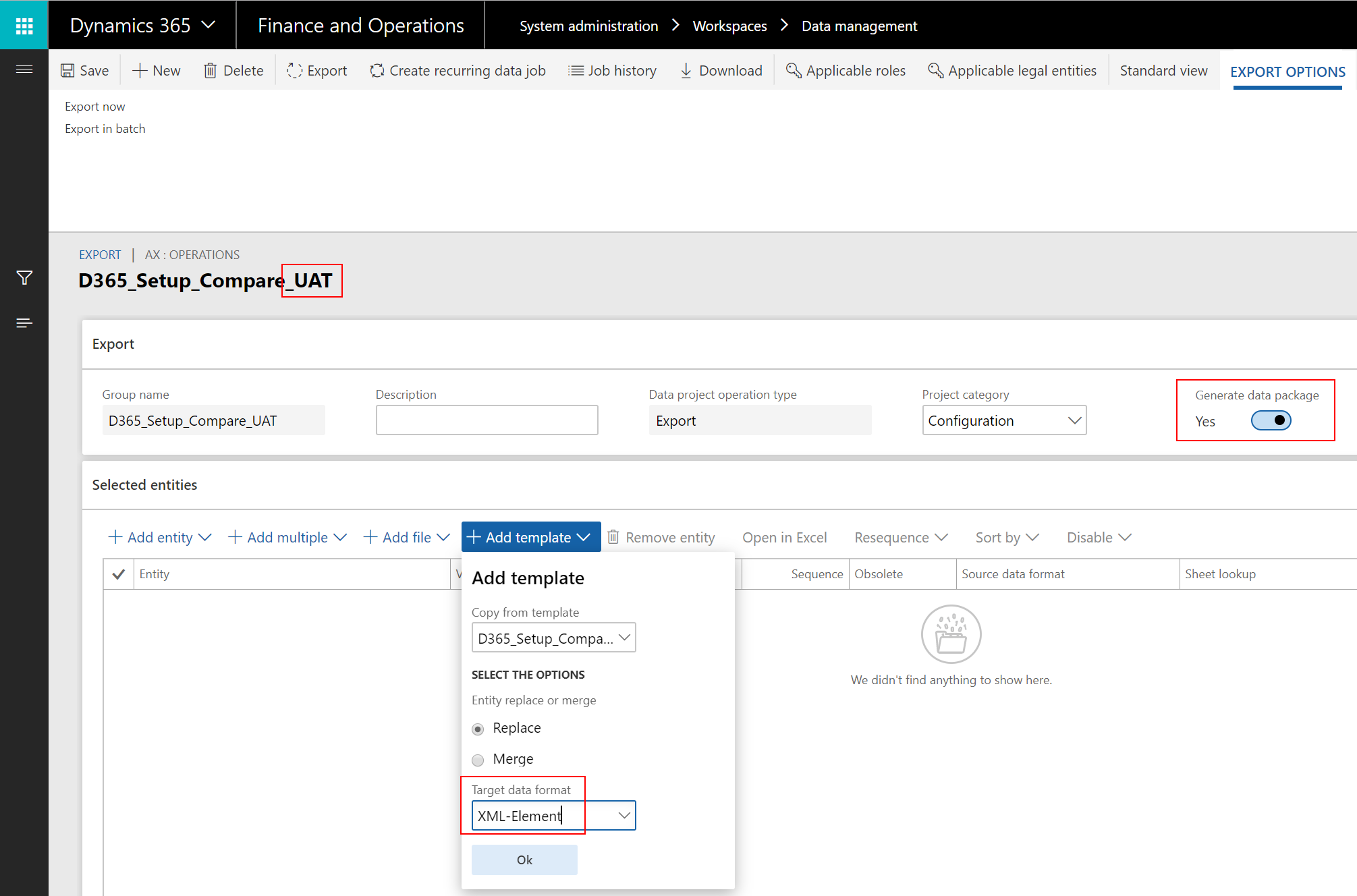 D365FO Export Setup Data