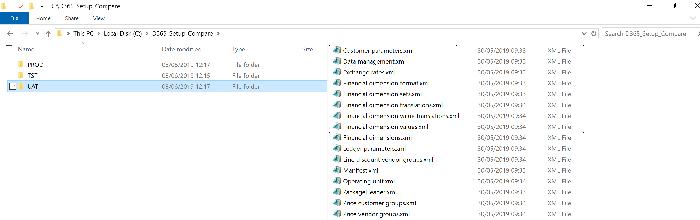Setup Compare Folder structure