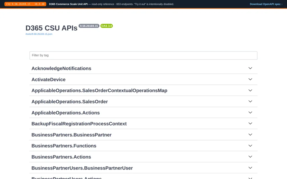Commerce Swagger Portal